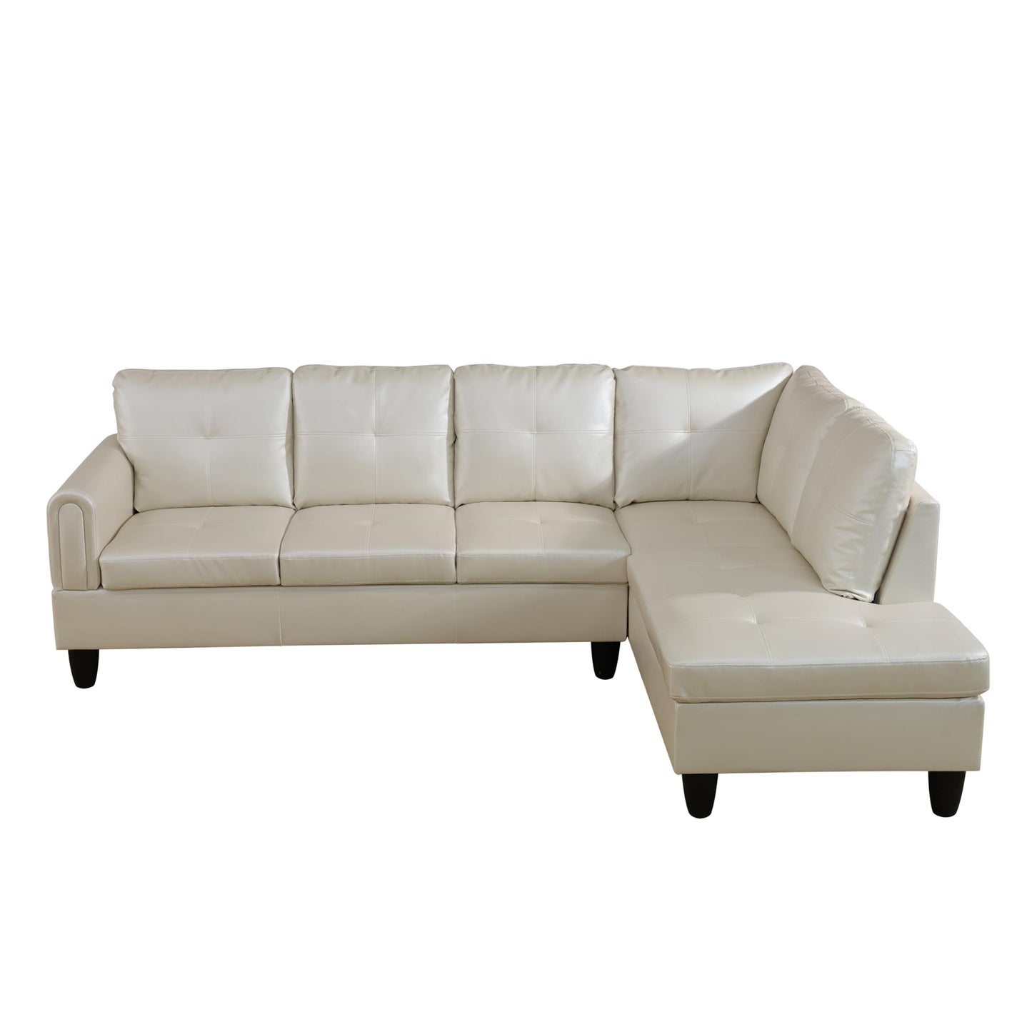 NicBex 2 Piece Set Modular Sectional Sofa,Modern Faux Leather Living Room Sofa Set,Sectional Sofa Set with Sofa and Chaise,Modular Sofa with Comfortable Wide Seats and Cushions,Peaerl White