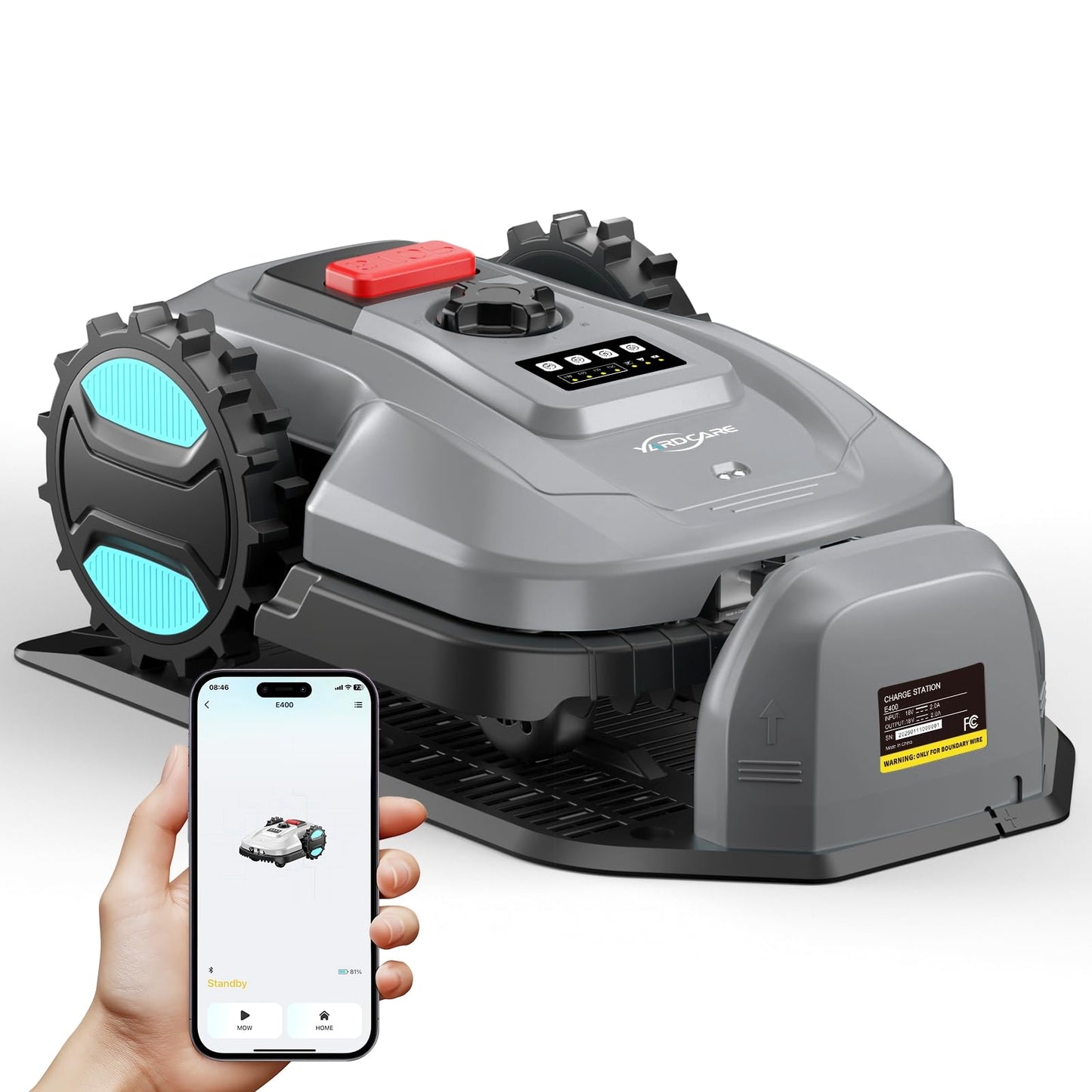 2026 New Robot Lawn Mower with App Control – Features Adjustable Cutting Height, Auto-Charging, Obstacle Detection and Brushless Motor for Lawns Up to 1/8 Acre, Deep Gray