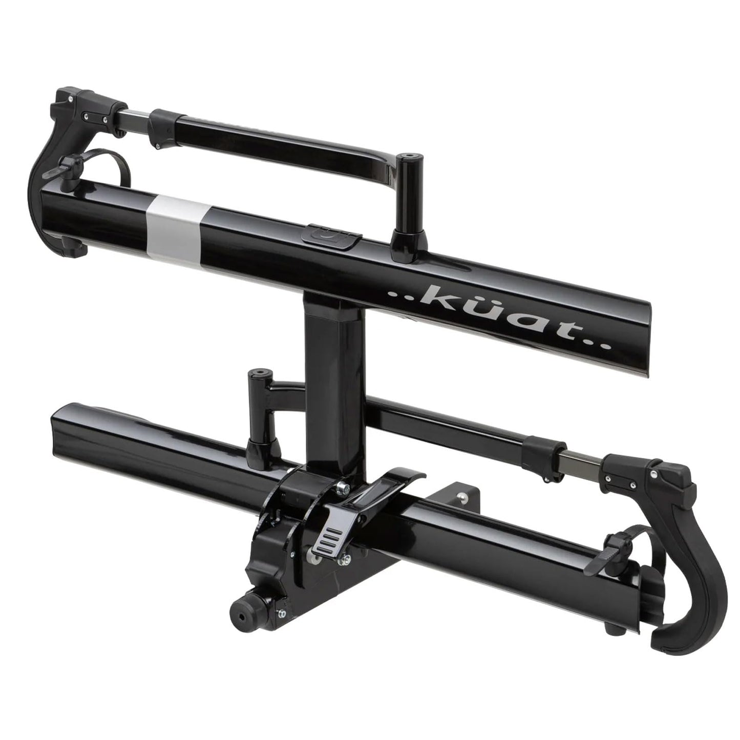 KUAT Sherpa 2.0 Durable Lightweight Aluminum Compact 2 Bike Transporting Hitch Rack with Cable Lock & Foldable Tire Cradles | Capacity - 40 Lbs per Tray, Black Metallic & Gray Anodize, 2"
