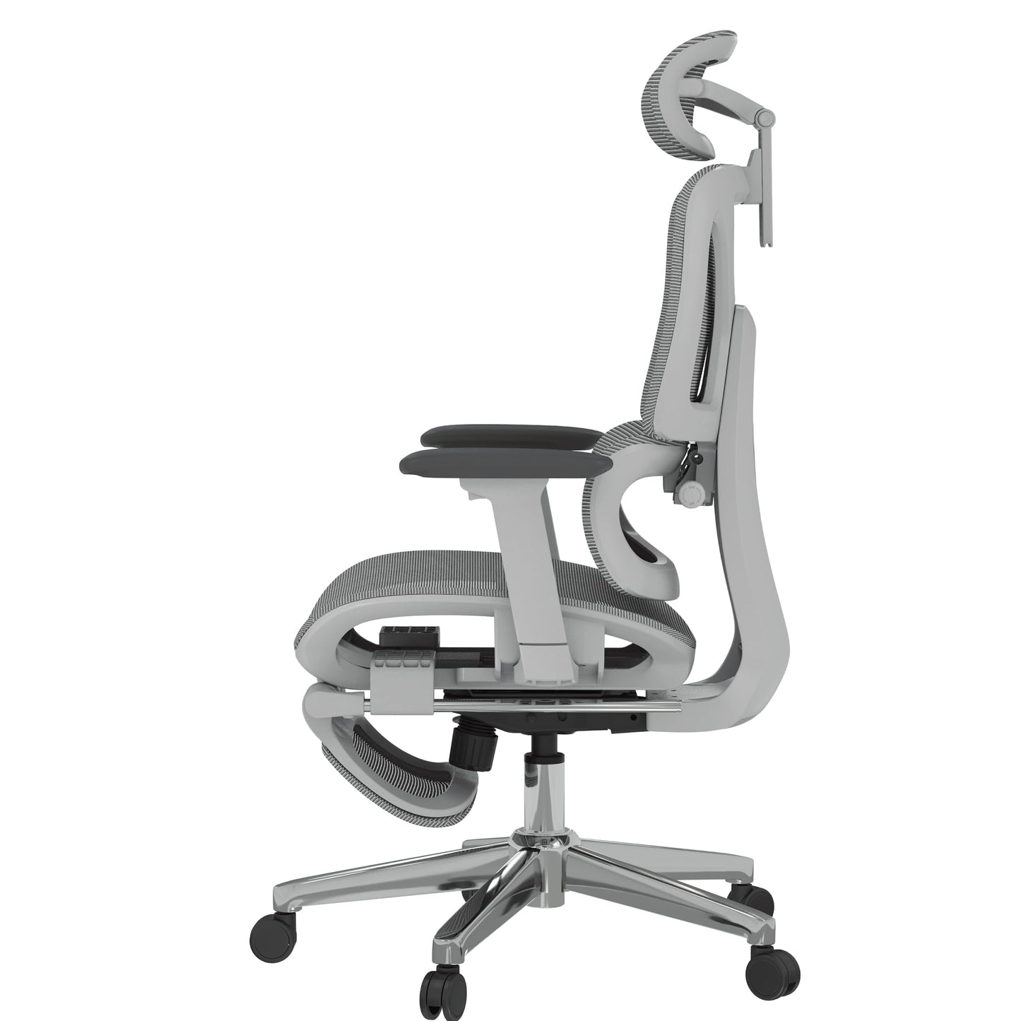FLEXISPOT ErgoX Premium Ergonomic Office Chair with Footrest- Adjustable 3D Armrests, Dynamic Lumbar Support, Recline & Tilt Function, Mesh Seat, for Home & Office Use,Light Grey