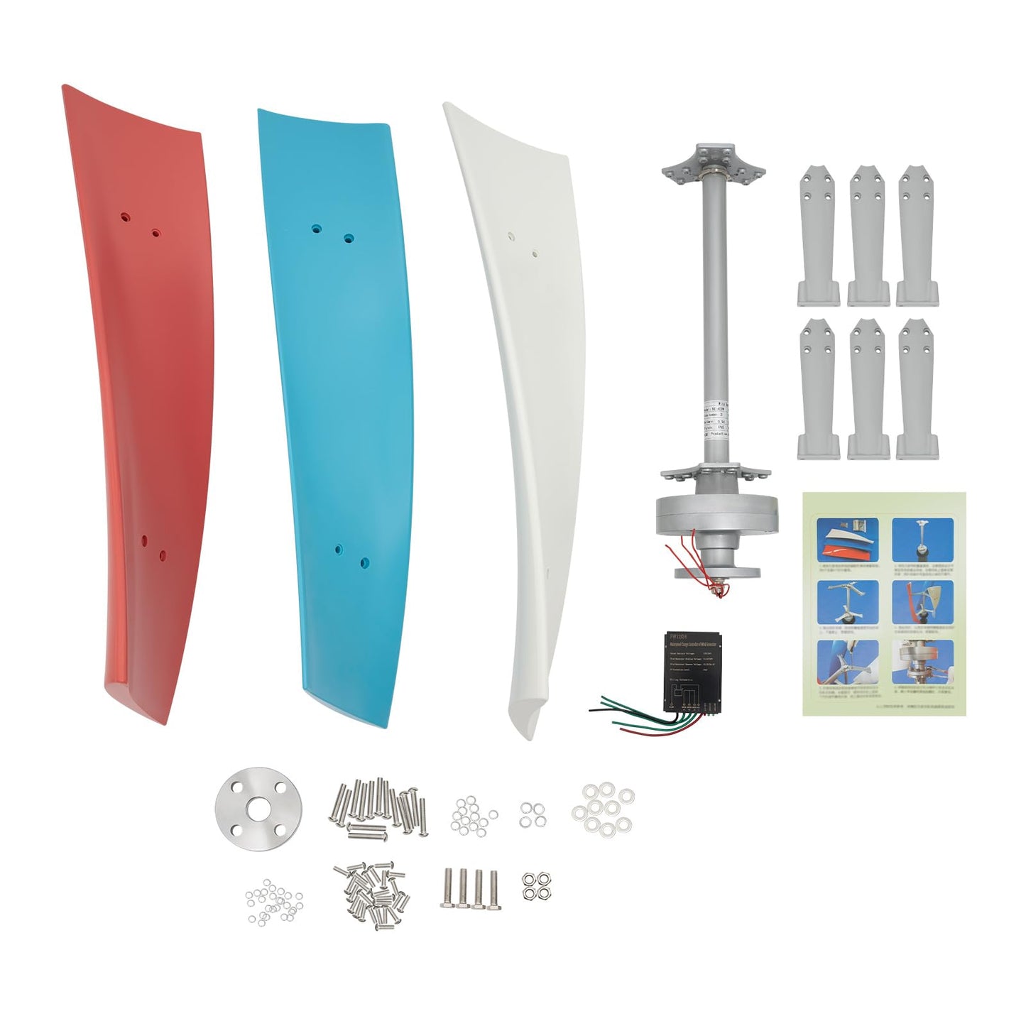 400W Vertical Spiral Wind Power Turbine Generator 3-Blades Helix Wind Turbine Generator 12V DC Vertical Axis Wind Power Generator Kit with Maglev Generator and Controller