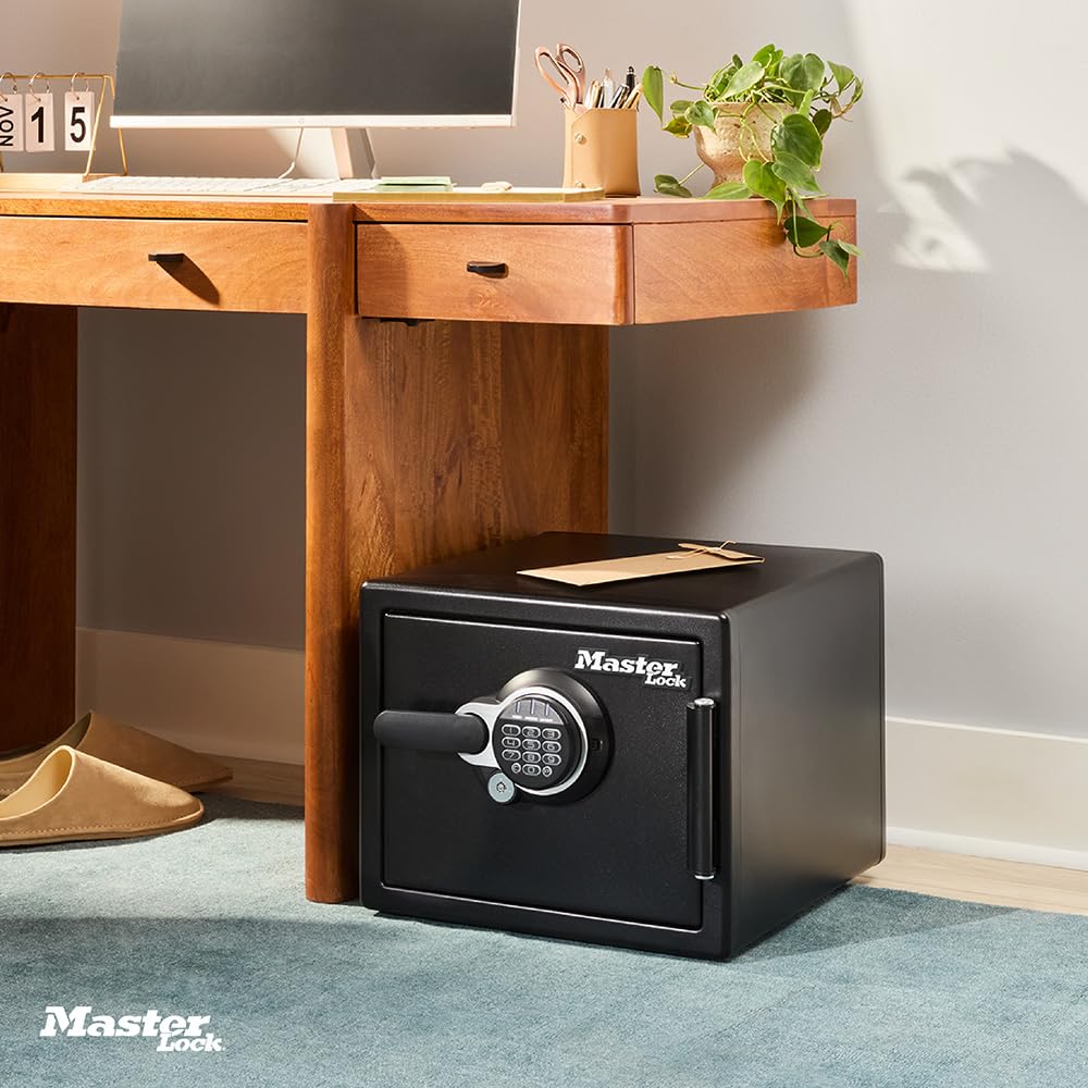 Master Lock Black Premium Fireproof and Waterproof Safe with Digital Keypad, 0.82 cu-ft, STW082GTC