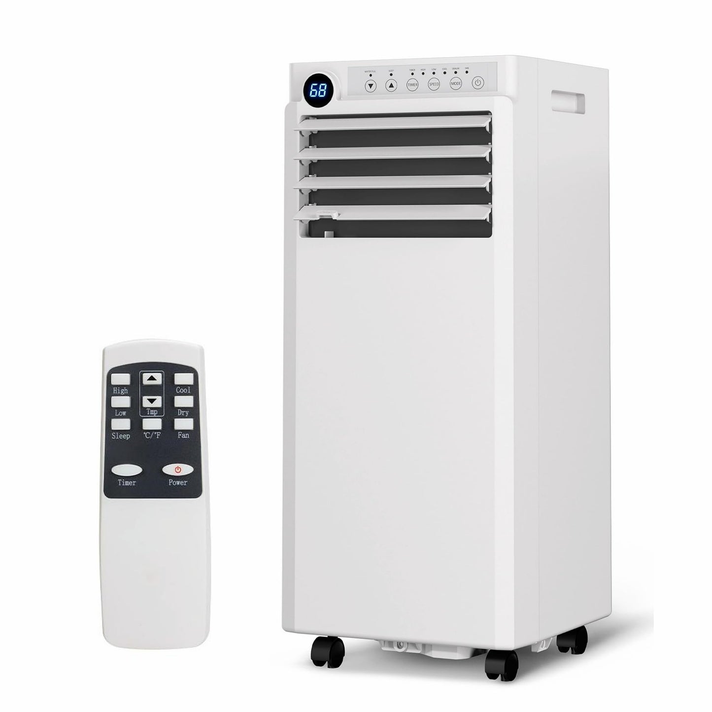 Portable Air Conditioners 10,000 BTU, 4-IN-1 Portable AC Unit for Rooms to 450 Sq. Ft. with Cooling, Dehumidifier, Fan & Sleep Modes, LED Display, 24H Timer, Remote Control, Installation Kits Included