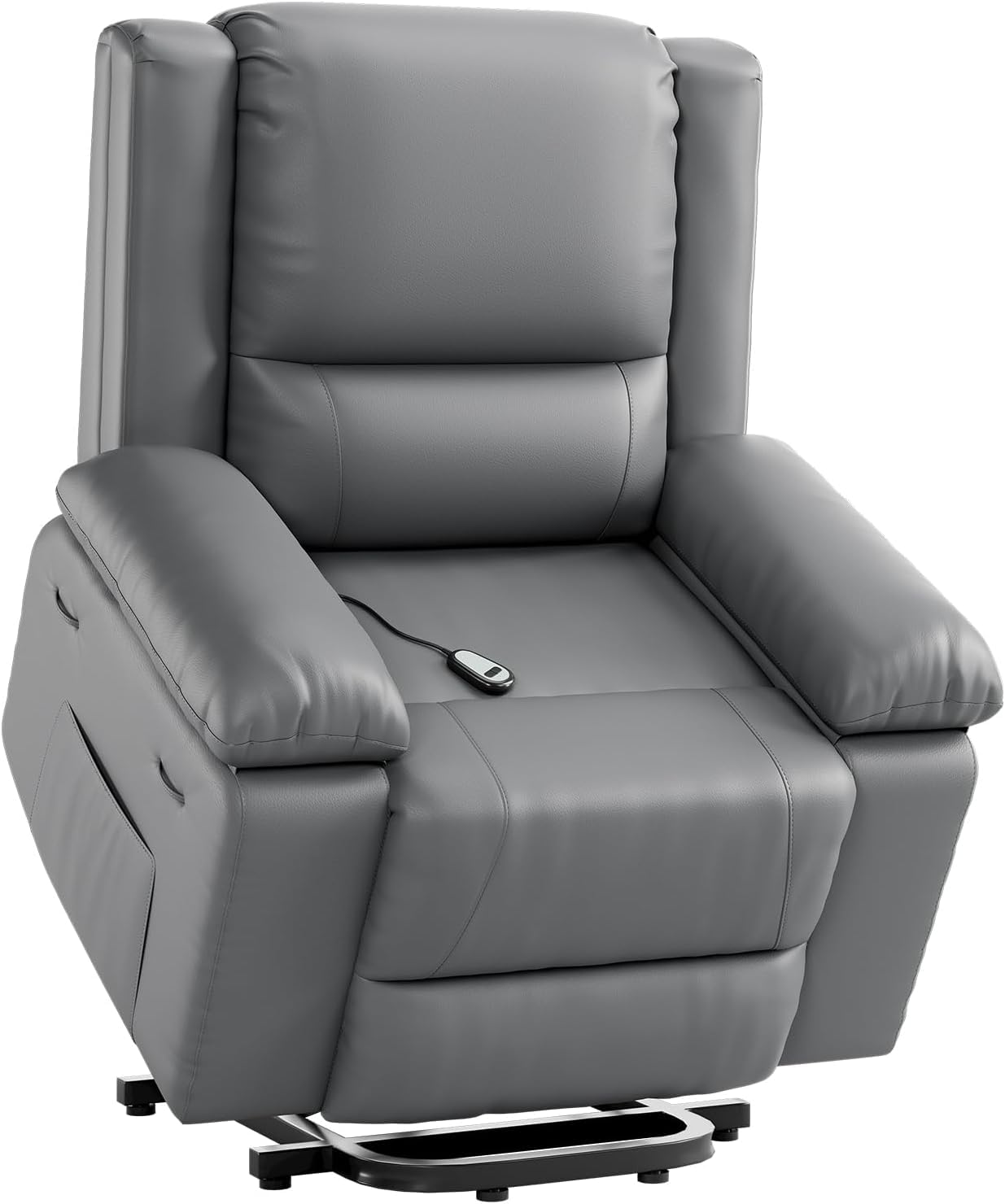 PeacefulHues PU Leather Power Lift Recliner Chair for Elderly,160°Adjustable Electric Reclining Sofa with Massage and Heat for Living Room/Bedroom,Grey