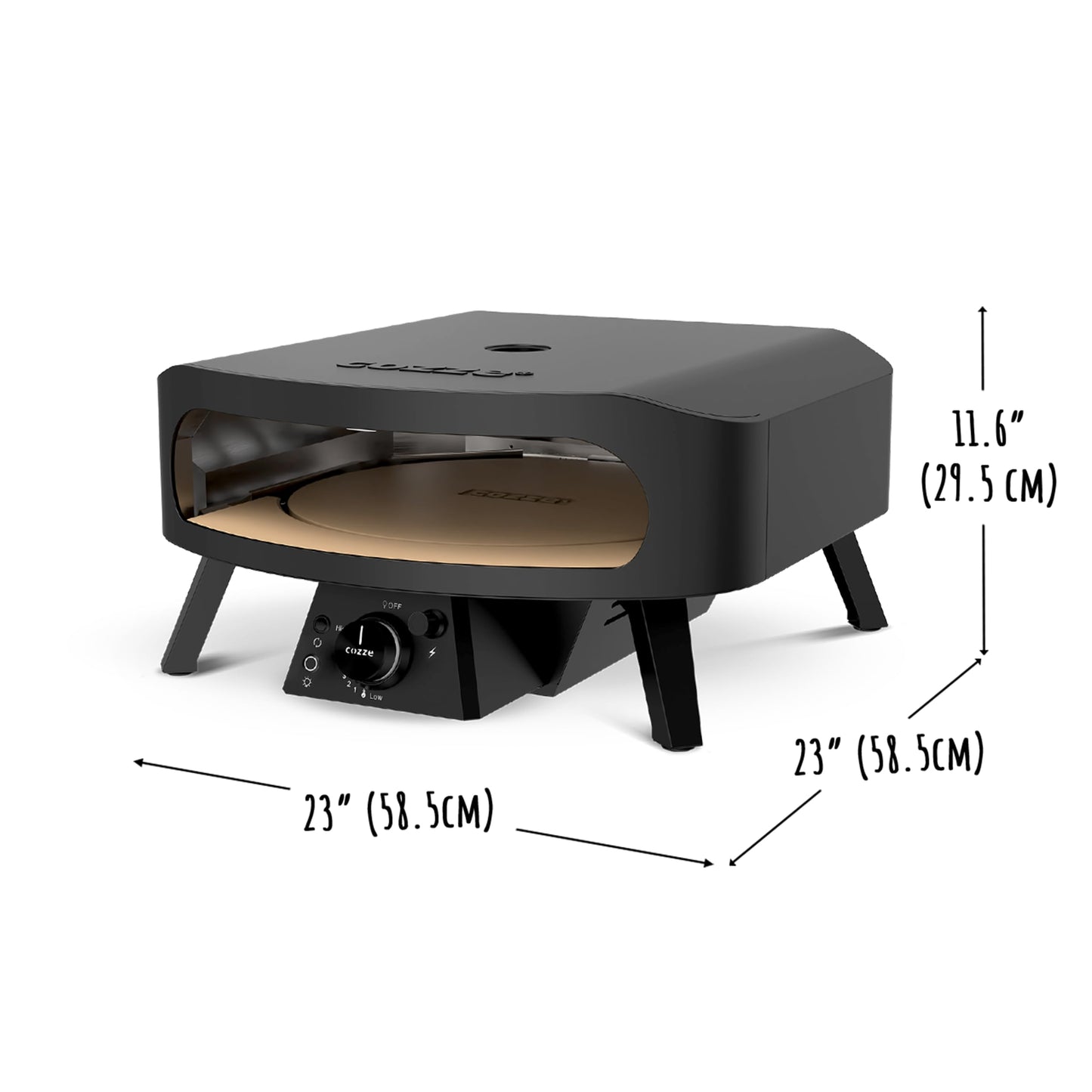 Cozze 17" Gas Pizza Oven with Rotating Pizza Stone for Easy Restaurant-Style Pizza at Home – Triple Burner, Built-In Thermometer, Fast 15-Min Preheat, Portable Outdoor Pizza Oven