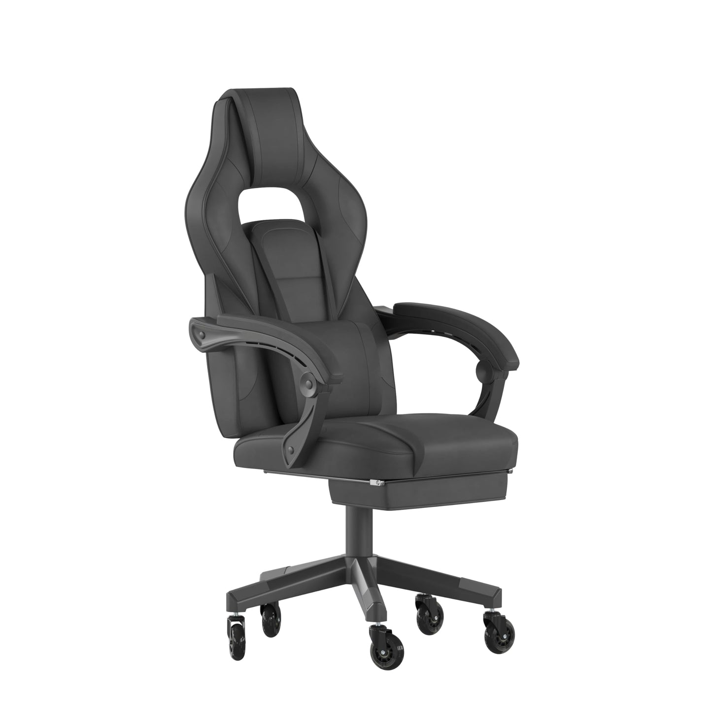 Flash Furniture X40 Gaming Chair Racing Computer Chair with Fully Reclining Back/Arms and Transparent Roller Wheels, Slide-Out Footrest, - Black