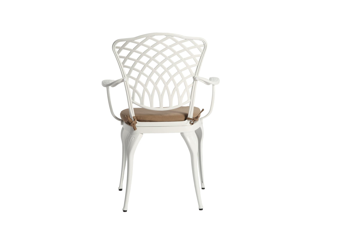GDFStudio 3-Piece Patio Bistro Set Cast Aluminum Outdoor Furniture Set with Cushions, Weather-Resistant Bistro Table and 2 Chairs with Umbrella Hole, Patio Conversation Set for Garden, Balcony, White