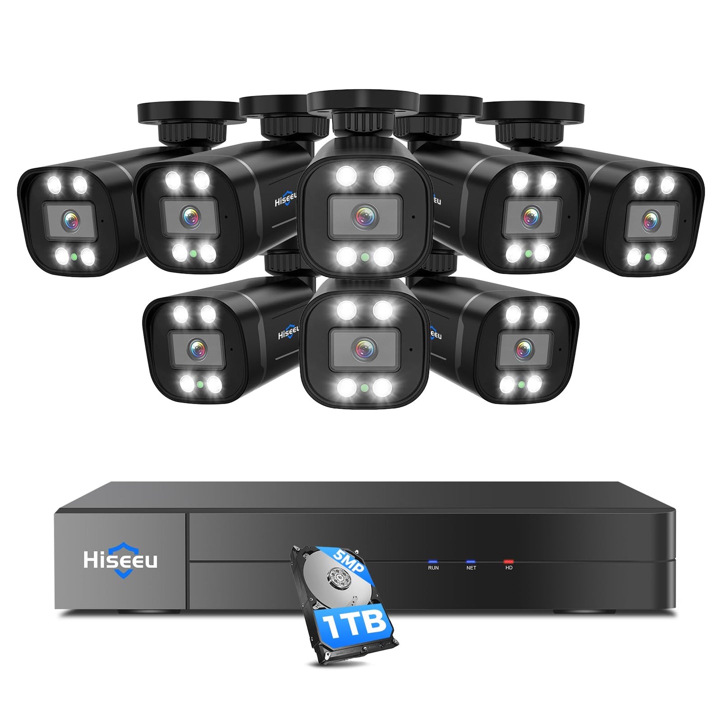 Hiseeu 3K Wired Outdoor Security Camera System with Audio,Smart Dual Light,5MP 8CH Surveillance DVR,8X5MP CCTV Cameras & 1TB Hard Drive,AI Human/Vehicle Detection,Smart Playback for Home Security