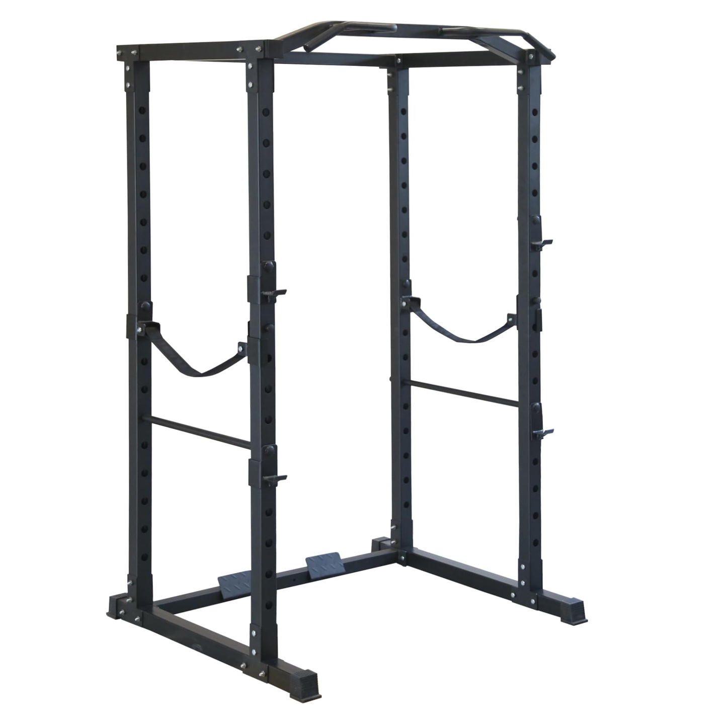 Fitvids 1,000 Pound Capacity 2.5” x 2.5” Power Cage Squat Rack, Includes J-Hooks and Multigrip, Other Optional Accessories-Black