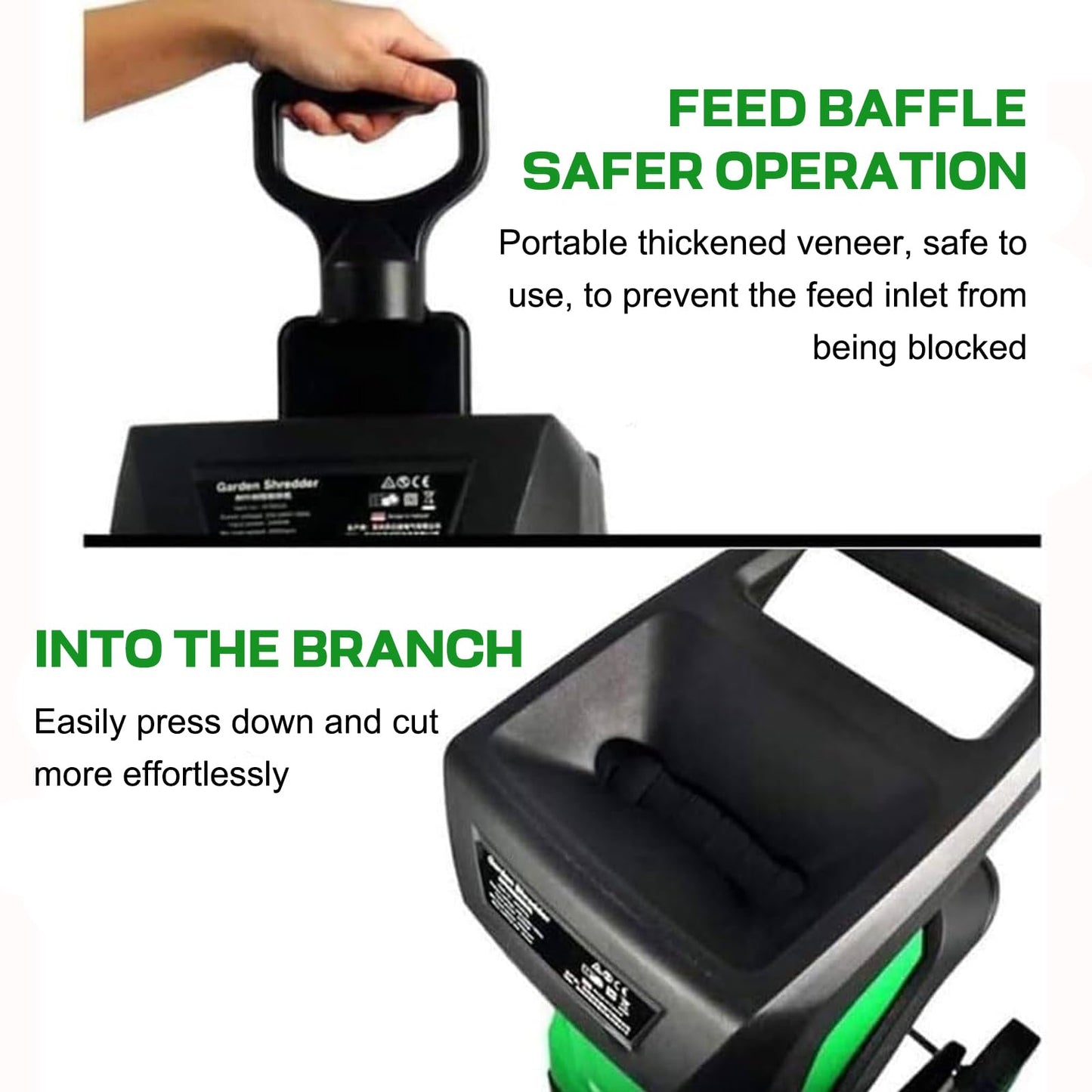HMWOKPOT Electric Garden Shredder & Wood Chipper with 50L Collection Bag, 2400W-220V Powerful Leaf Mulcher - 40mm Cutting Capacity for Lawn and Garden Use