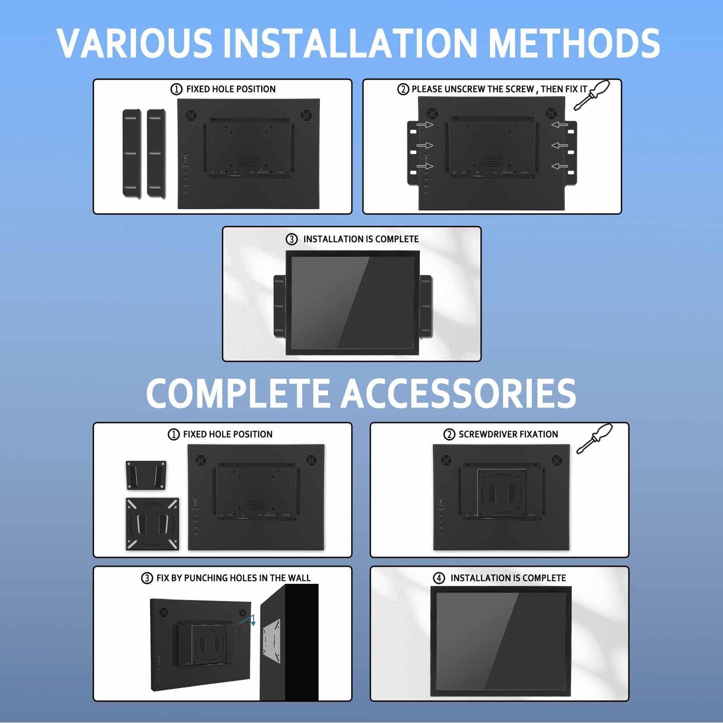 VSDISPLAY Portable Industrial Monitor with Dual Speaker,15 Inch 1024x768 4:3 IPS LCD Touchscreen and VGA DVI Video Input,Metal Shell with Bracket