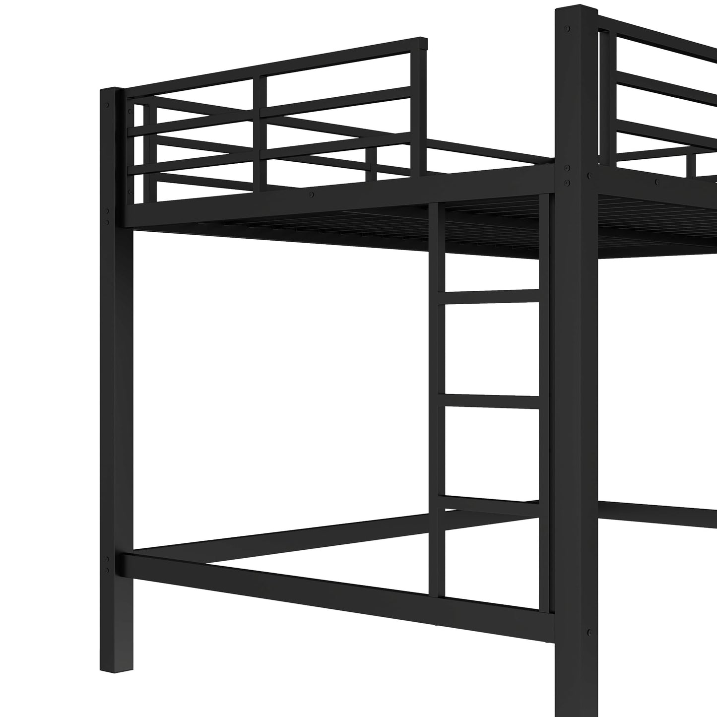 Bellemave Heavy Duty Loft Bed Frame with 2 Build in Ladder and Full Length Guardrail, Easy Assemble Loft Bed Queen Size, Noise Free Design, No Box Spring Needed, Black