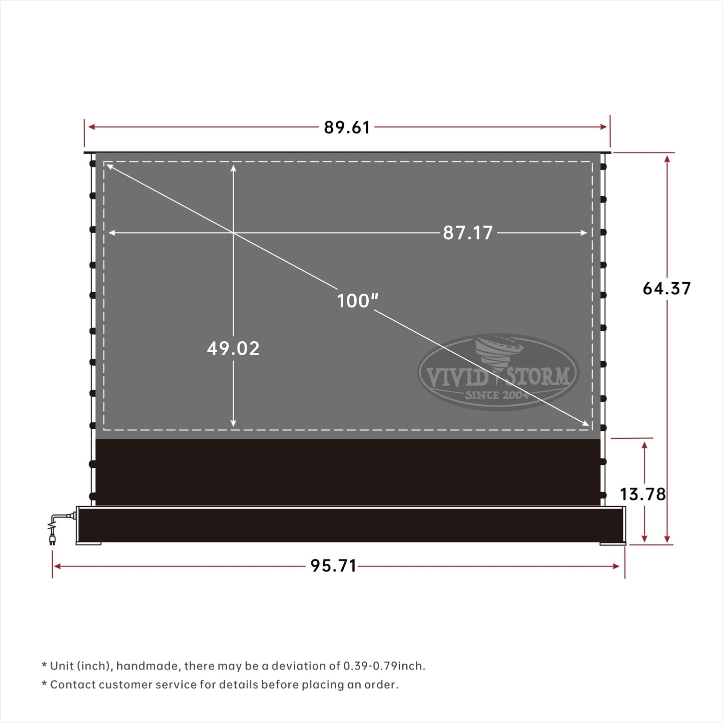 VIVIDSTORM S PRO Motorized Tension Floor Rising Projector Screen 100-inch | Home Cinema Setup |Black housing,VSDSTUST100H