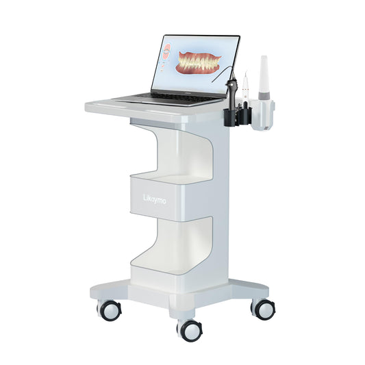 Likaymo Medical Trolley Cart for Laptop Dental, Large Storage & Lockable Wheels, Universal Holder for Intraoral Scanner, 30kg Capacity for Dental Clinic,Hospital