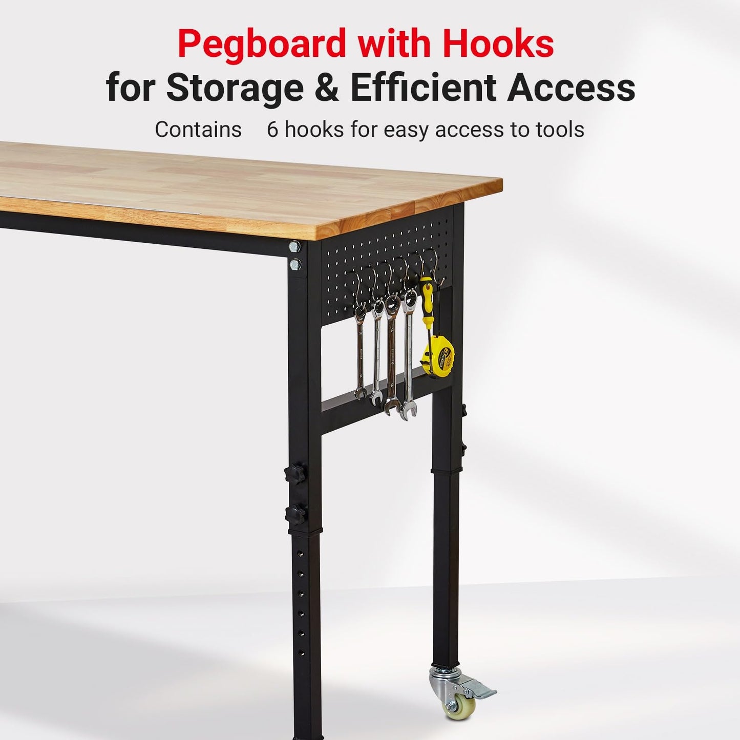 48" x 24" Work Bench with Scales, 2200 LBS Load Capacity Adjustable Workbench with Peg Board, Wheels, 8 Adjustable Heights Heavy Duty Work Table for Garage, Workshop, Home, Office