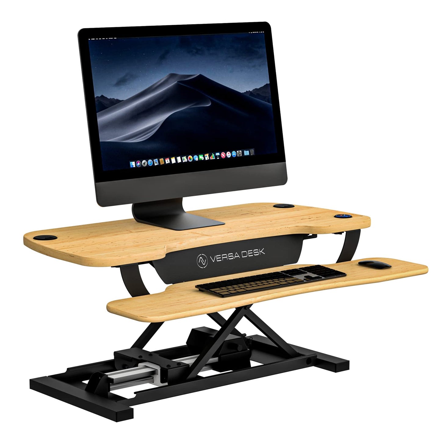 VERSADESK PowerPro 36” x 24” Standing Desk Converter | 36 Inch Electric Height Adjustable Sit to Stand Desk Riser w/Keyboard Tray & USB Hub - Ergonomic Workstation for Home & Office, Maple