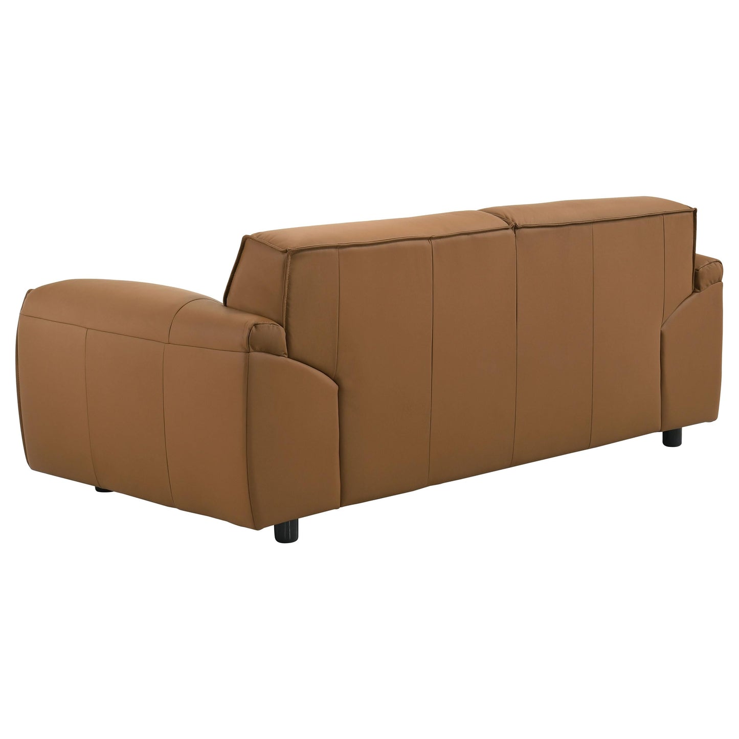Coaster Home Furnishings - Buxton - Top Grain Leather - Upholstered Leather Loveseat with Track Arms, Tight Back, Low-Profile Frame and Full Foam Seating - Living Room - Orange - 509502