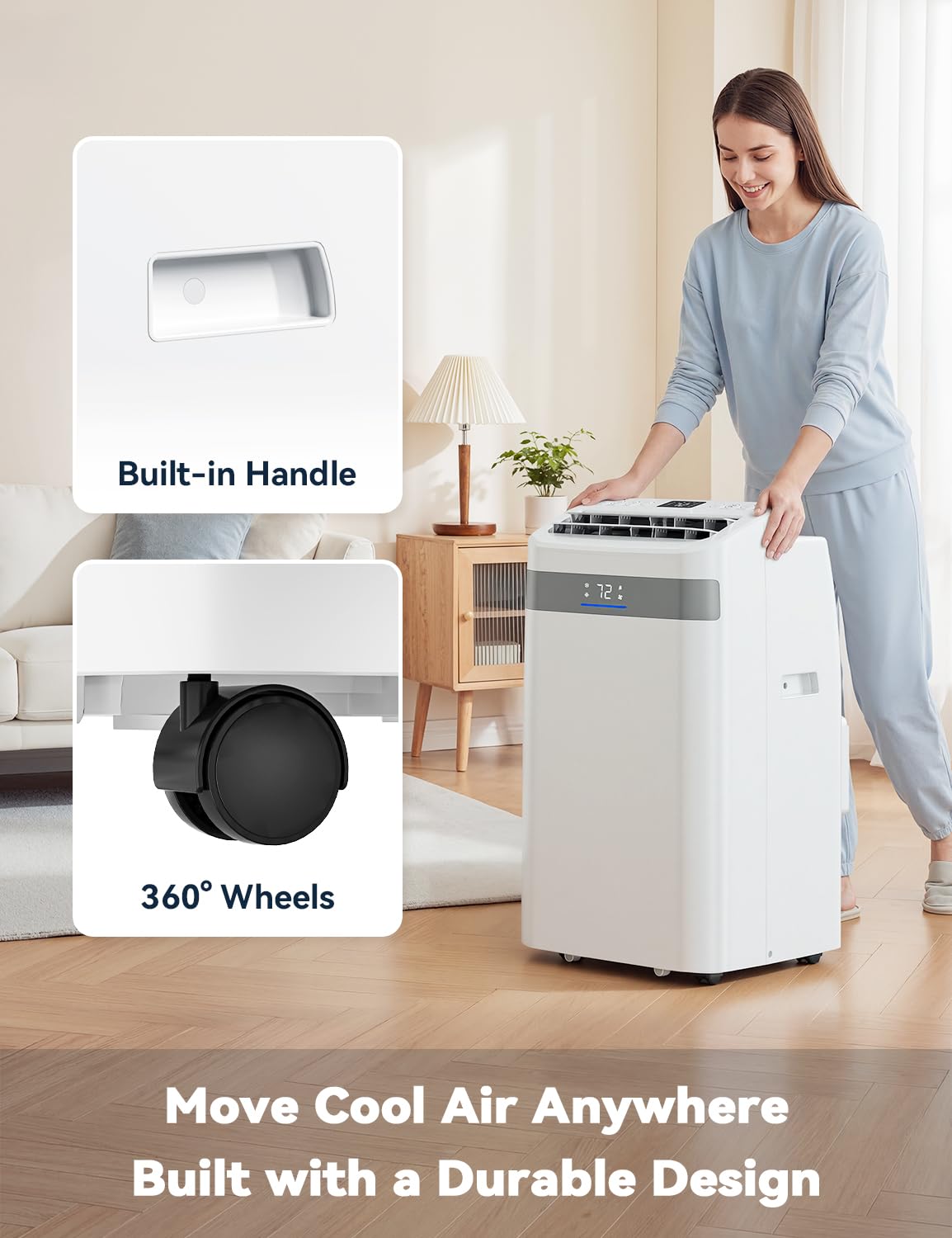 Manastin 14000 BTU Portable Air Conditioner, Fast Cooling AC for Large Rooms up to 700 Sq.Ft, 4-in-1 Cool/Dry/Fan/Sleep Modes, Quiet Operation, 24H Timer, Remote Control & Window Kit-1-piece