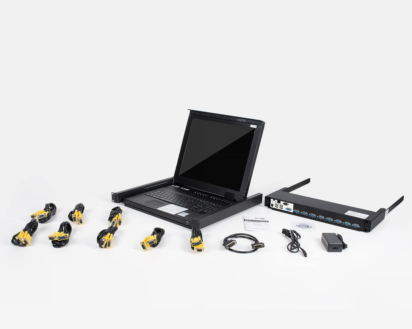 MT-VIKI 8 Port Rack Mount KVM Over IP Remote Access Console With 17'' LCD Monitor, 1 Local & 1 Remote Access, 8 Cables Included