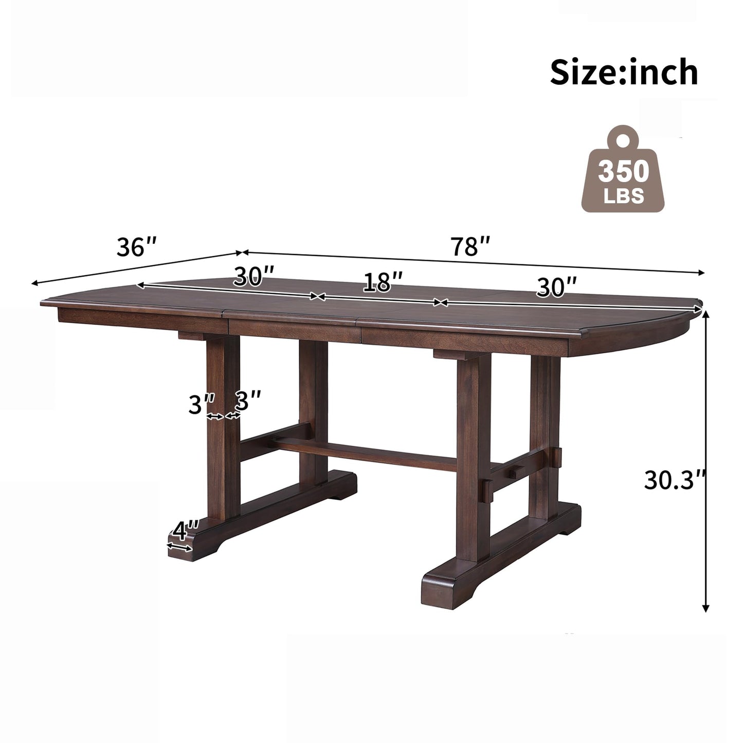 Ball & Cast 60"-78" Extendable Farmhouse Dining-Table for 6-8, Expandable Wooden Kitchen Table with 18" Removable Leaf, Large Retro H-Leg Dining Room Table for 4-8,Space Saving & Sturdy, Cherry