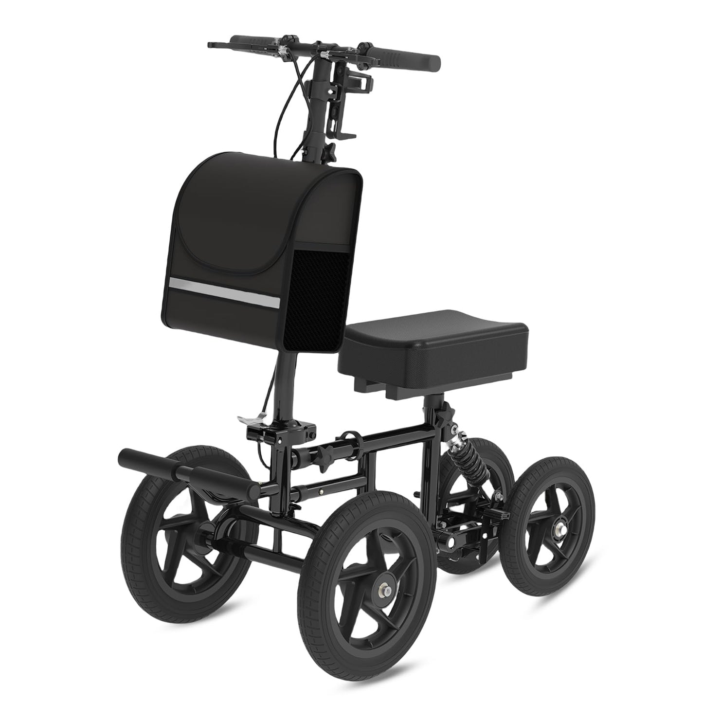 Fvzzin All Terrain Knee Scooter for Adults, Foldable Rolling Knee Scooter with DIY Stickers & Shock Absorber, Steerable Knee Walker for Broken Foot, Ankle Injuries & Surgery, Better Crutch Alternative