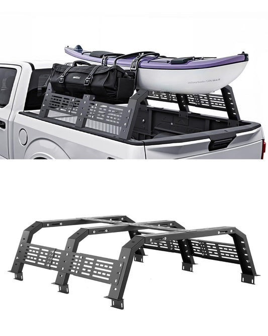 VEVOR Overland Truck Bed Rack, 54.3-68.3 in Width, Adjustable Overland Bed Cargo Rack with Sidebar and 900 lbs Static Load Capacity, Heavy Duty Steel, Compatible with Full Size and Mid-Size Trucks