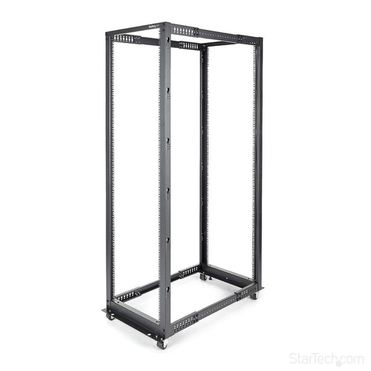 StarTech 42U 4-Post Server Rack, 19in Open Frame Rack with 40in (101cm) Mounting Depth and 1323lb (600kg) Weight Capacity, Mobile or Floor Mount IT Rack