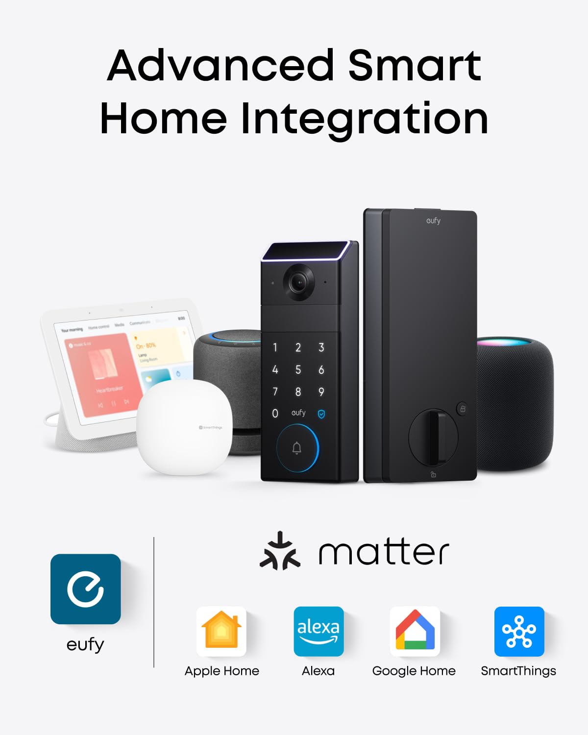 eufy Security Smart Lock FamiLock S3 with Palm Vein Recognition, Keyless Entry Door Lock for Front Door, Wi-Fi Keypad Deadbolt+ 2K HDR Doorbell Camera, 16 GB Built‑in Storage, BHMA 1, No Monthly Fee