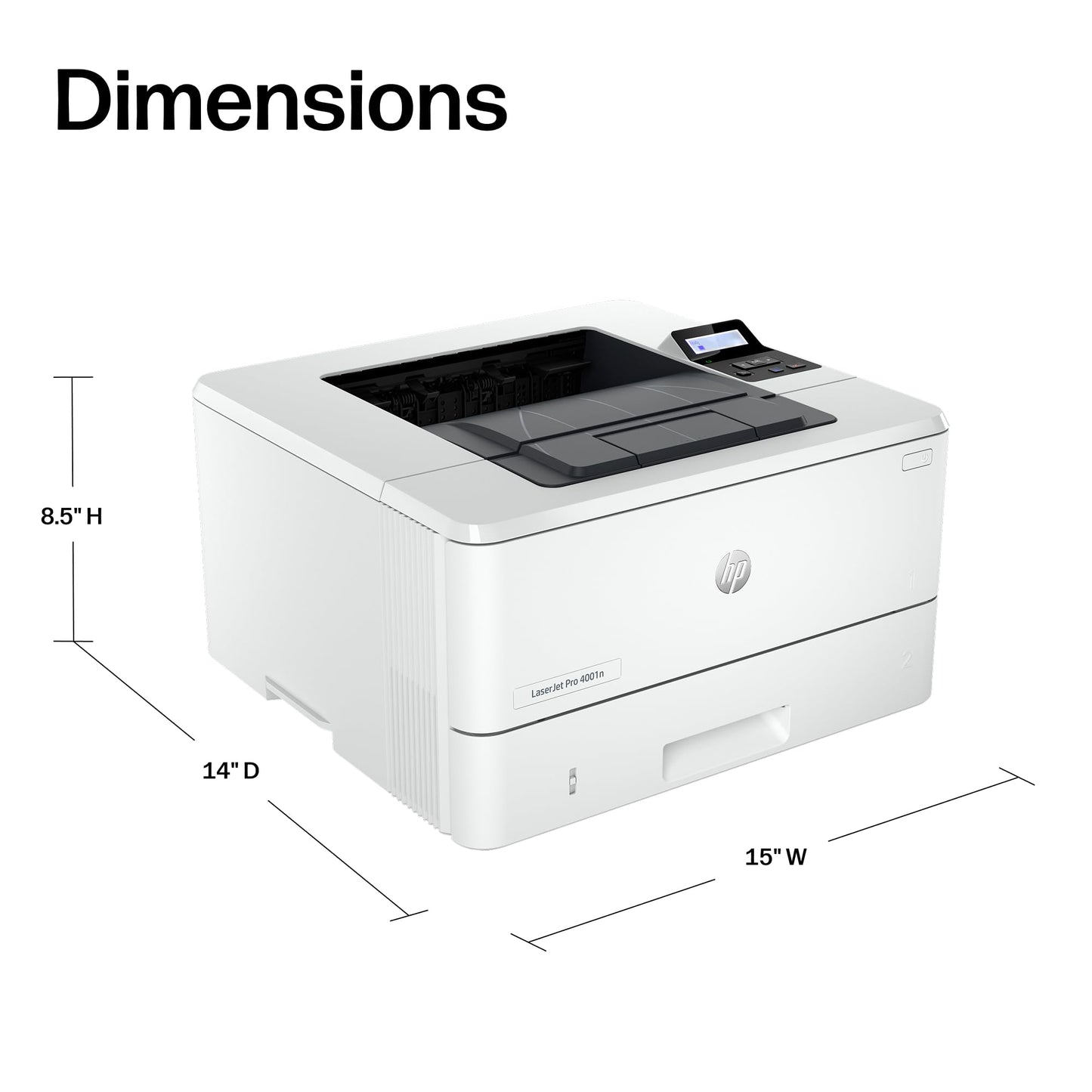 HP LaserJet Pro 4001n Black & White Printer, Print, Fast speeds, Easy Setup, Mobile Printing, Advanced Security, USB, Ethernet Connection, Best-for-Office