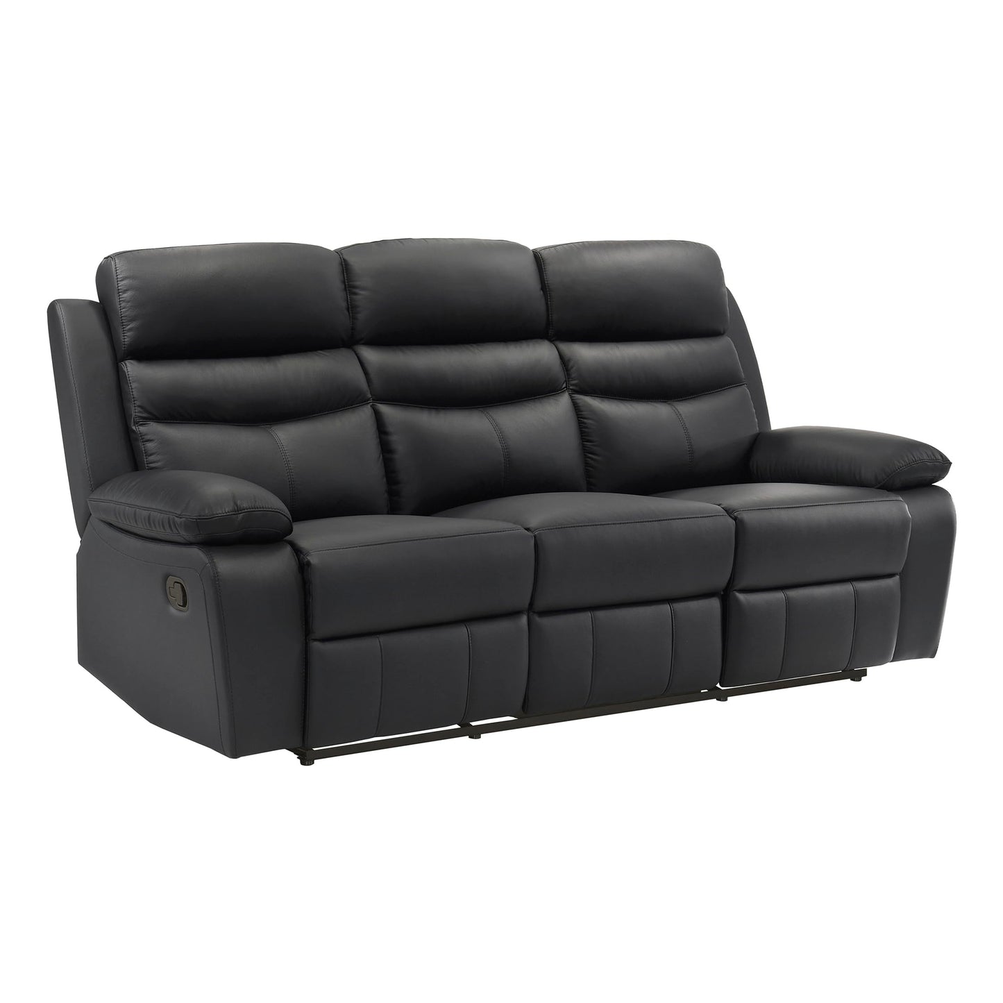 Lexicon 86.5" W Manual Reclining Sofa, Top Grain Leather Match Reclining Sofa, Home Theater Seating, Wall Hugger Recliner Couch, Manual Double Recliner RV Couch for Living Room, Black
