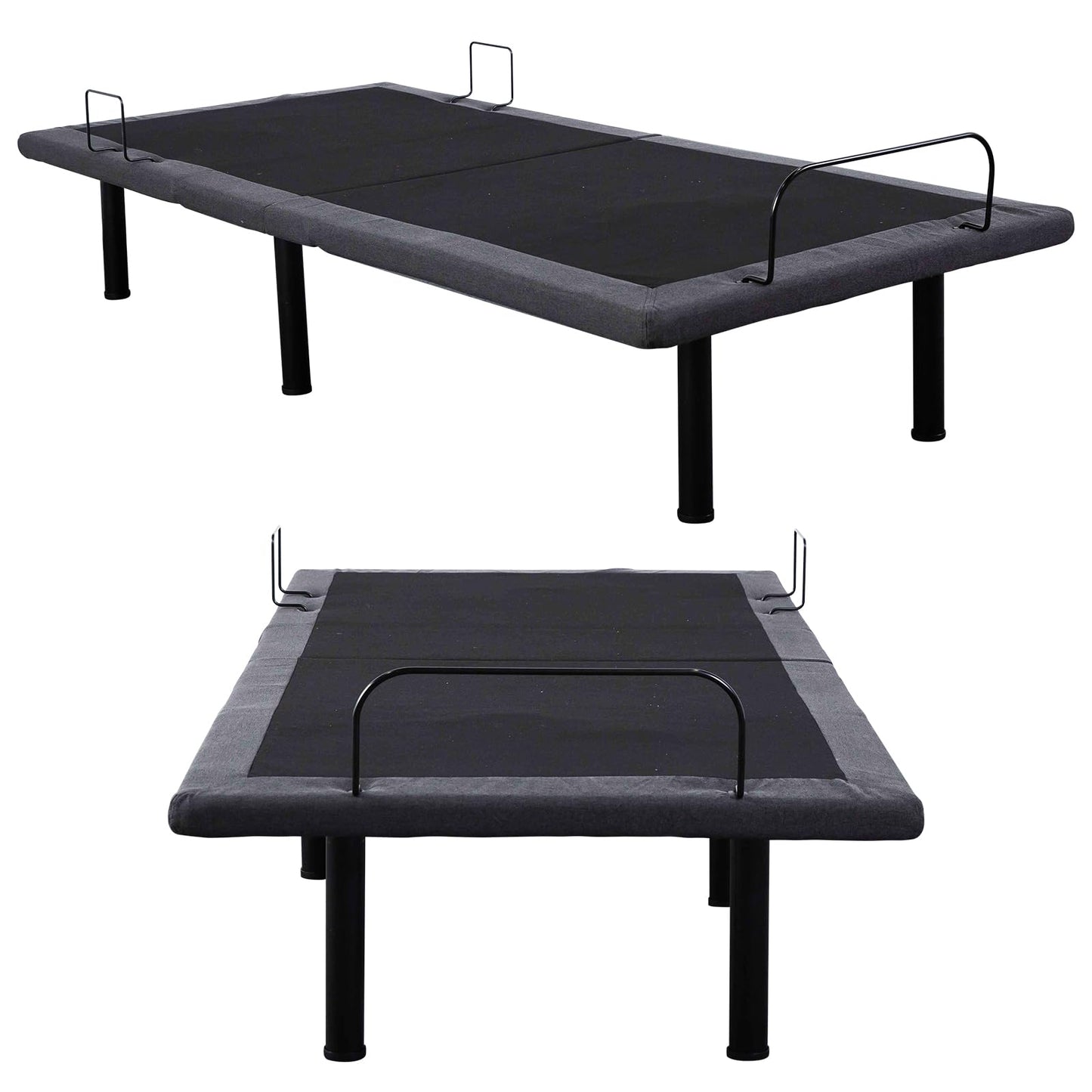 MilleLoom Adjustable Bed Frame with Massage, Twin XL Adjustable Bed Base with 1 USB Port & Under-Bed Night Light, Head & Foot Incline, Electric Bed Frame with 4 Height Options, Black