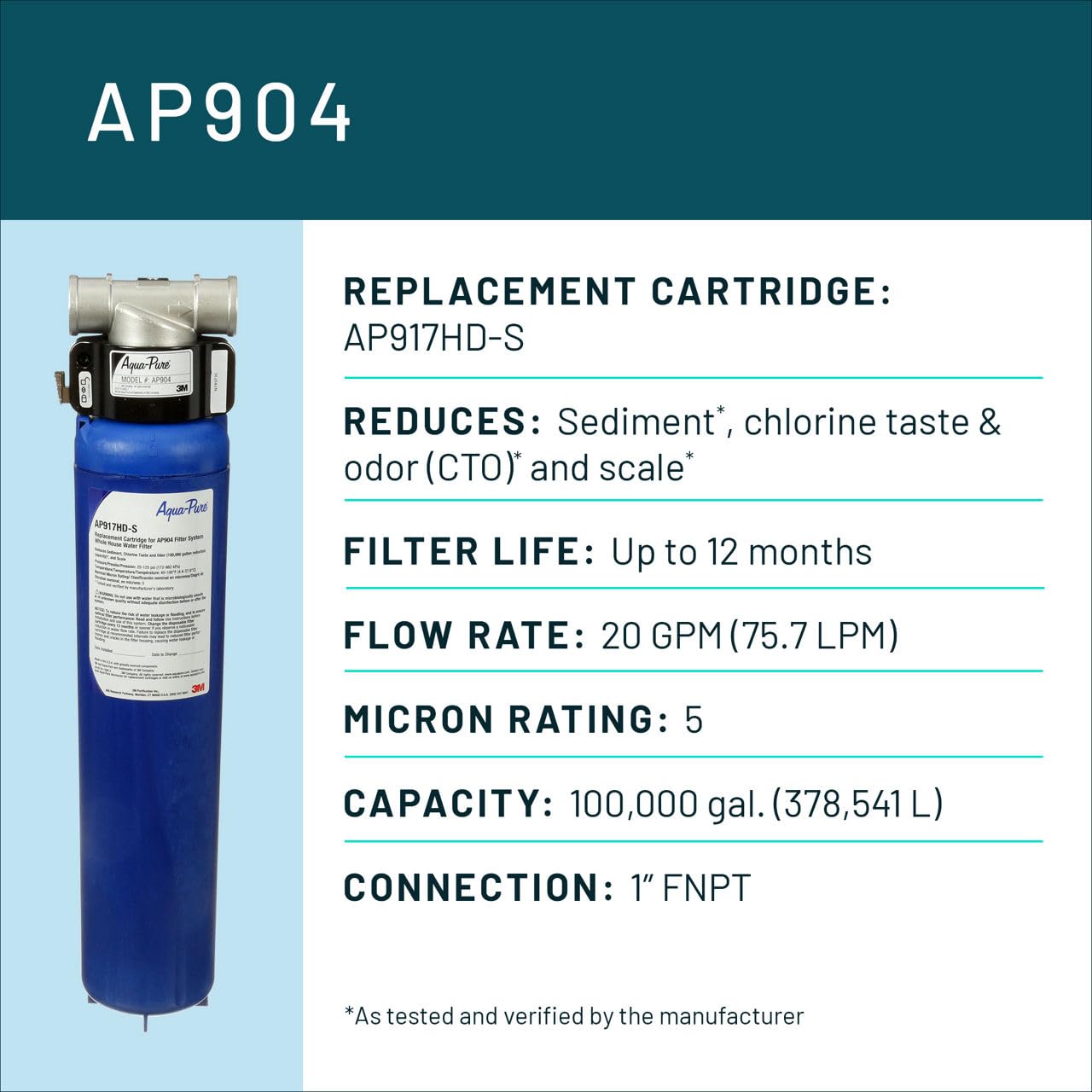 3M Aqua-Pure Whole House Sanitary Quick Change Water Filter System AP904, Reduces Sediment, Chlorine Taste and Odor, and Scale, Heavy Duty, 100,000 Gallon