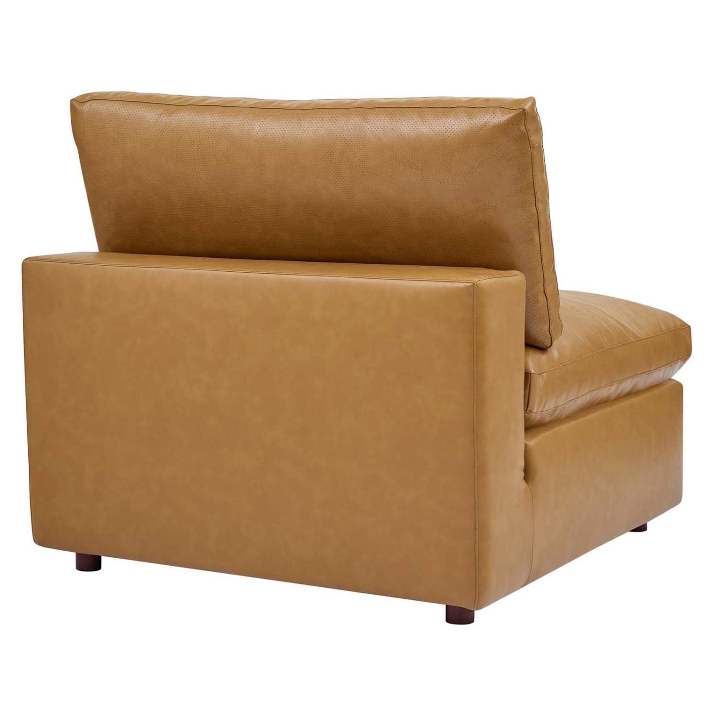 Modway Modular Sofa Commix Down Filled Overstuffed Vegan Leather Armless Chair, Tan
