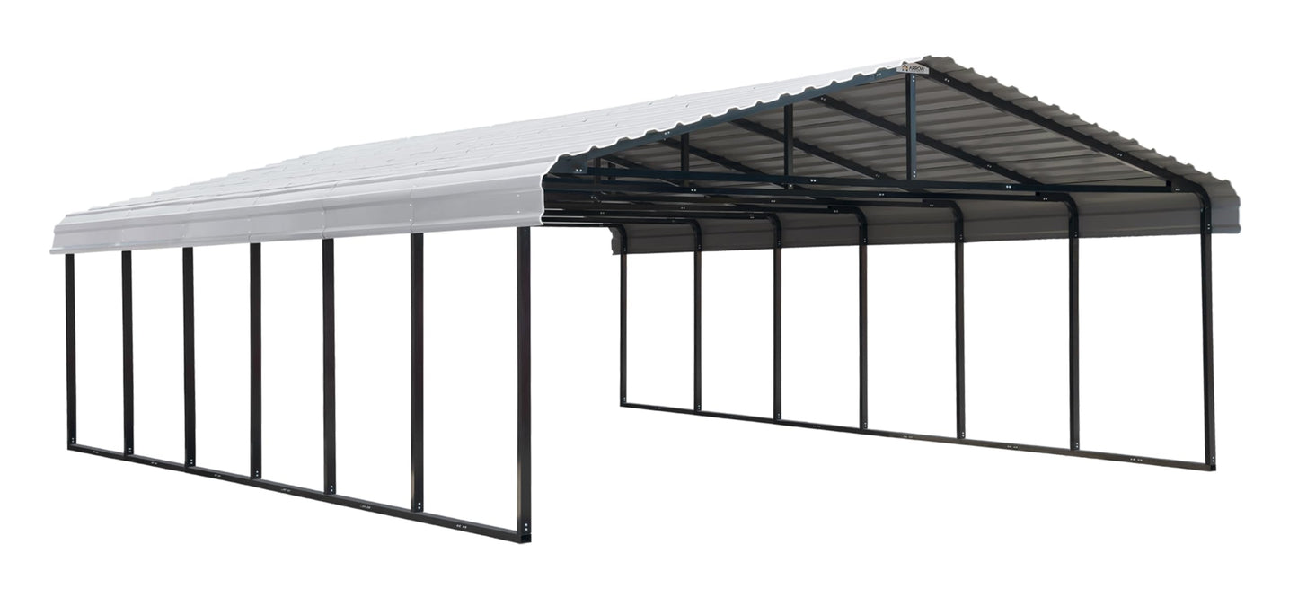 Arrow Carports Galvanized Steel Carport, Double Car Metal Carport Kit, 20' x 29' x 7', Eggshell
