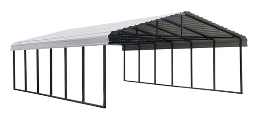 Arrow Carports Galvanized Steel Carport, Double Car Metal Carport Kit, 20' x 29' x 7', Eggshell
