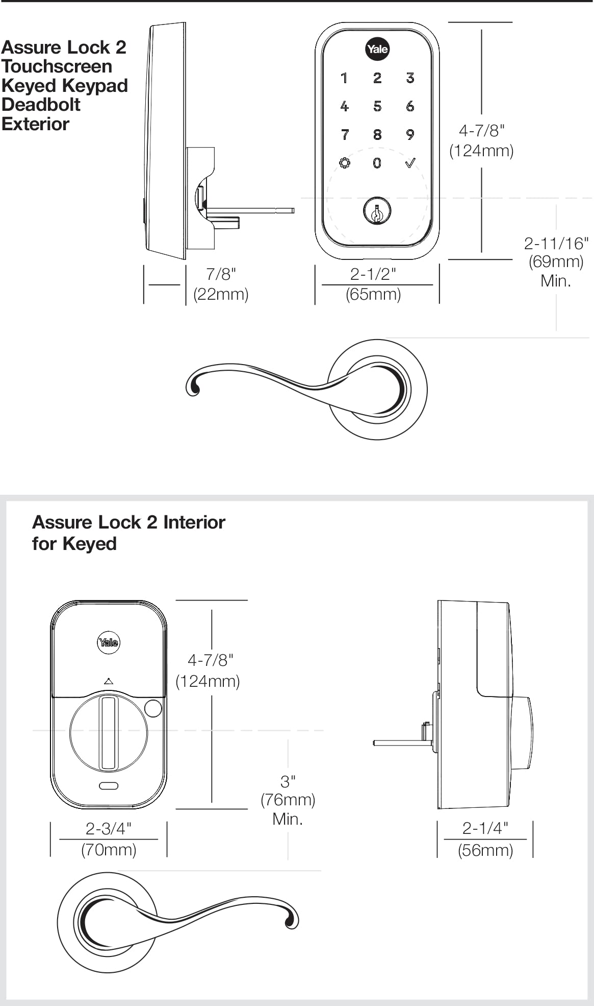 Yale Assure Lock 2 Deadbolt, Oil Rubbed Bronze Keyed Smart Entry Door Lock with Z-Wave Connected Touchscreen Keypad for Code Entry and Remote Access, YRD420-ZW2-0BP