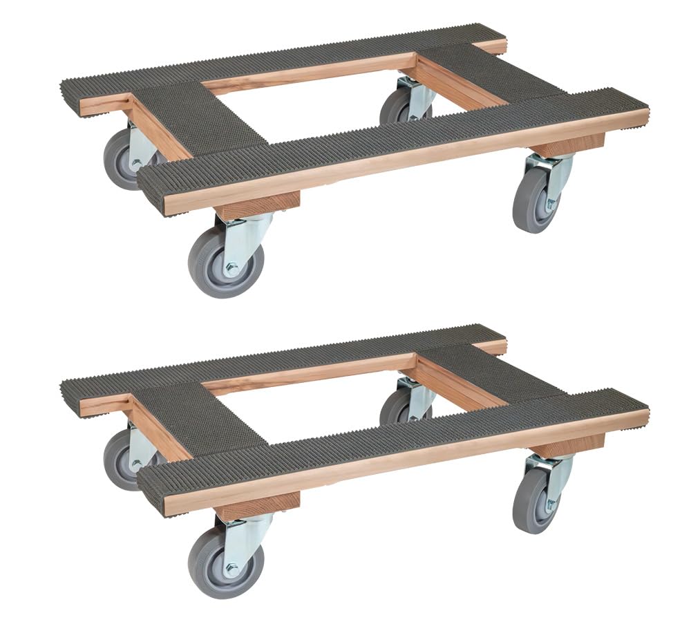 Mytee Products 2 Pack 18"x30" H Frame Movers Dolly w/Rubber Tread & 4" Non Marking Wheels - 1000 lbs WLL H Shape 4 Wheel Moving Dolly Cart for Packing & Moving Supplies - Furniture Piano Dolly