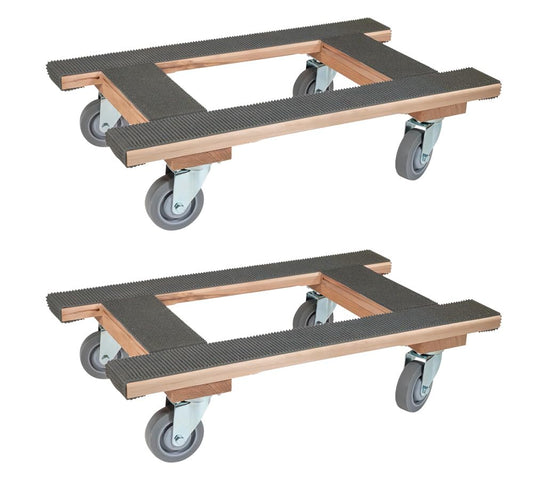 Mytee Products 2 Pack 18"x30" H Frame Movers Dolly w/Rubber Tread & 4" Non Marking Wheels - 1000 lbs WLL H Shape 4 Wheel Moving Dolly Cart for Packing & Moving Supplies - Furniture Piano Dolly