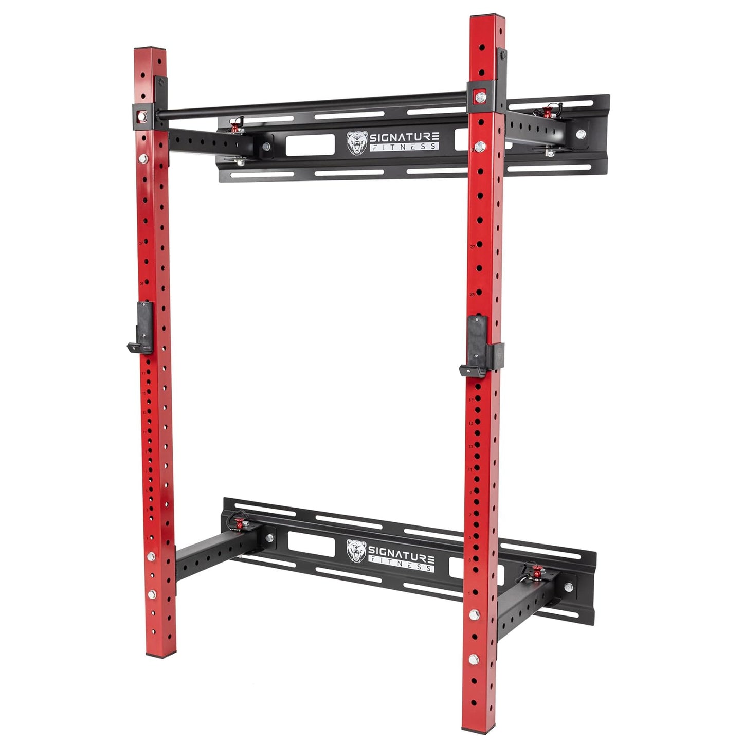 Fitvids 3"x3" Wall-Mount Foldable Power Cage with Pull-Up Bar & J-Hooks - Space-Saving Home Gym Rack