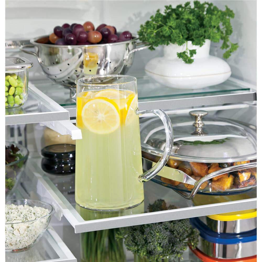 GE Profile 36 Counter Depth French Door Refrigerator with 23.1 cu. ft. Capacity Internal Water Dispenser TwinChill Evaporator and Showcase LED Lighting in Fingerprint Resistant