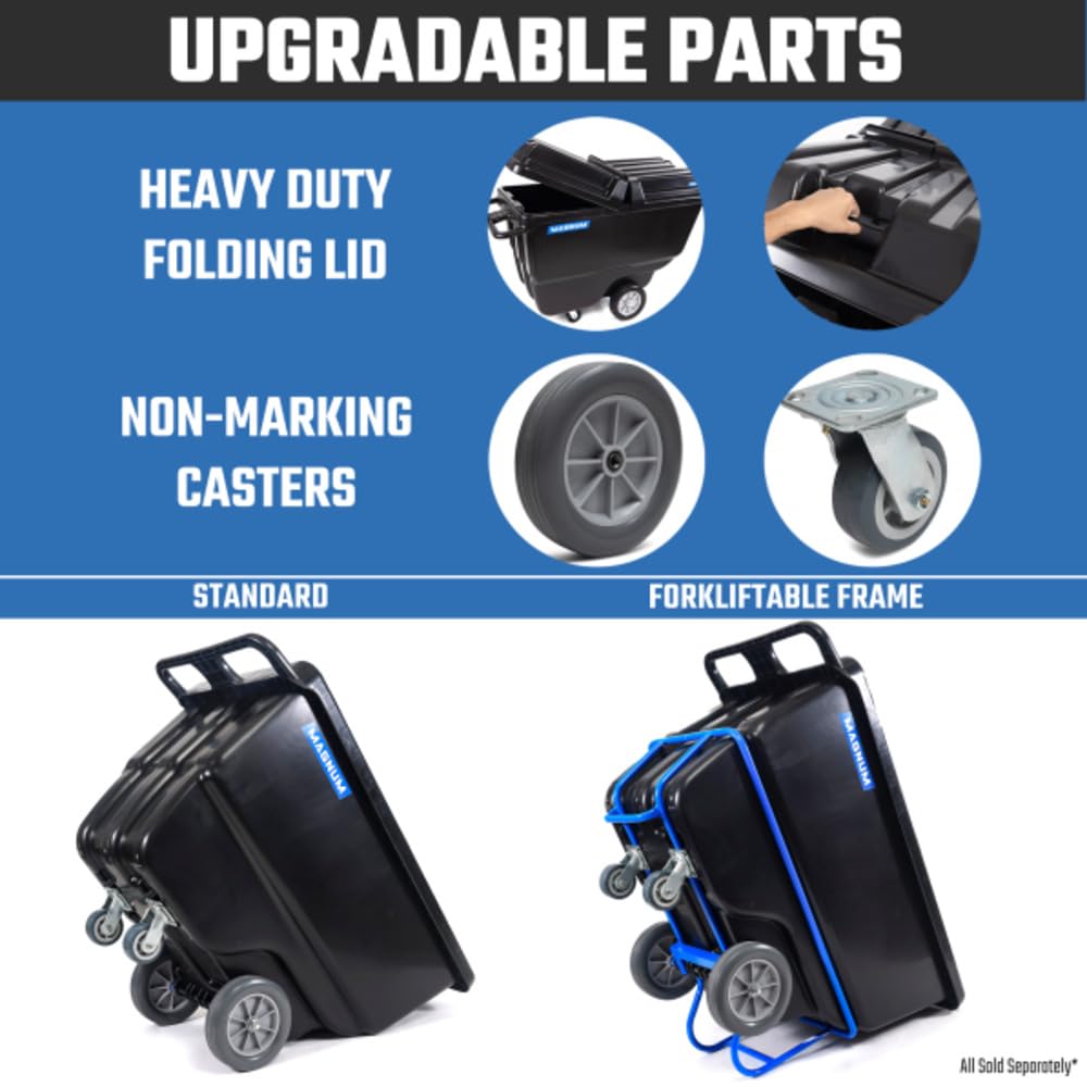 Magnum Tilt Truck, 1/2 Cu. Yd. Capacity Dump Cart with Heavy Duty 12” Wheels & 5” Casters for Handling, Transporting on Construction Jobsites, 750 lbs, Trash Cart with Wheels DUC12A