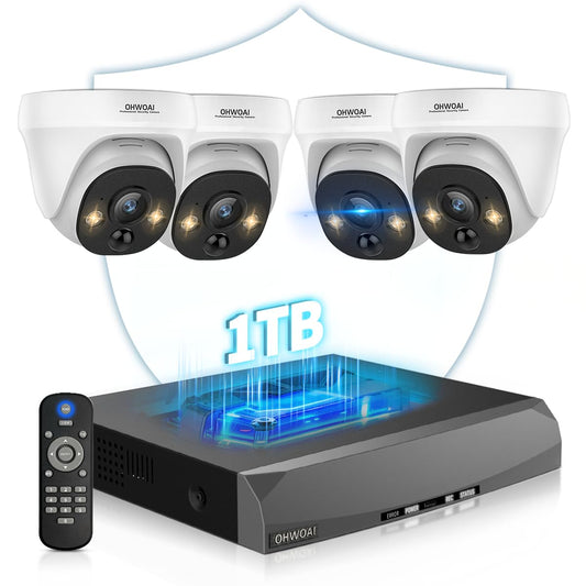 《4K Ultra HD &130° Wide Angle》POE Security Camera System Outdoor, Wired IP Cameras with 8CH NVR Systems, Video Surveillance DVR Kits with PIR Motion Detection