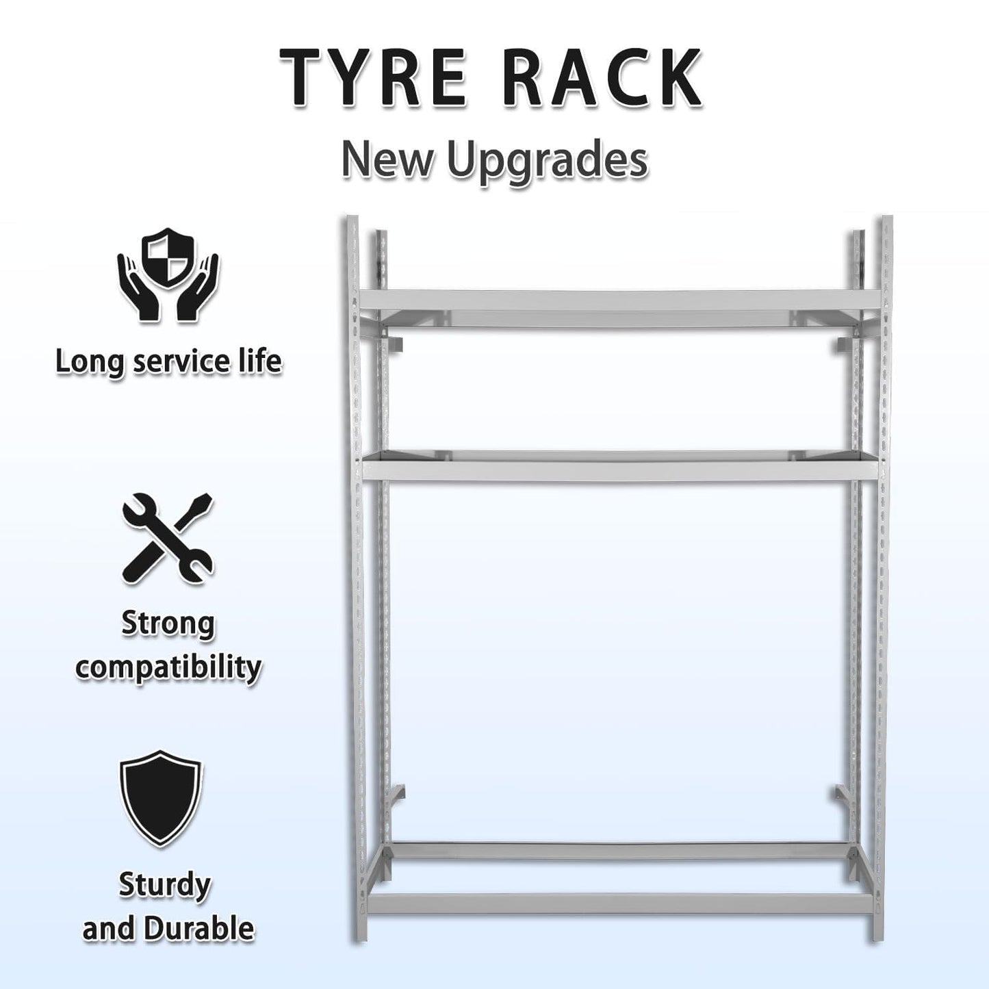 Industrial Tire Rack for Garage, Steel 3 Tier Single Entry Tire Storage Stand