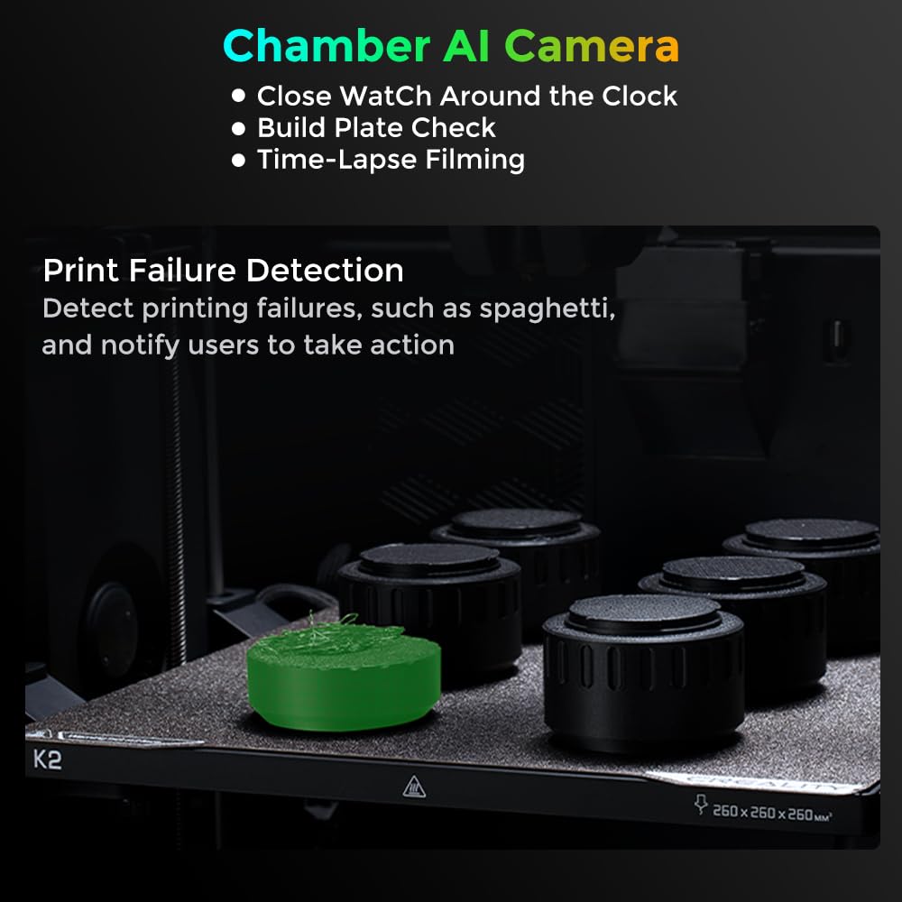 Official Creality K2 Combo 3D Printer, Multicolor 3D Printers with CFS, 600mm/s Printing Speed 300℃ Direct Drive Extruder Auto Leveling Chamber AI Camera, Printing Size 10.24x10.24x10.24 inch