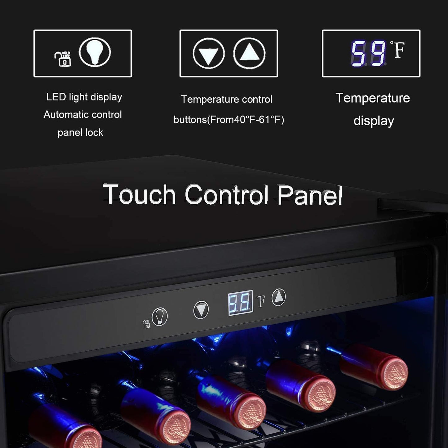 Antarctic Star Wine Cooler/Cabinet Drink Refrigerator Fridge, 36 Bottle Freestanding Wine Chiller with Stainless Steel, Double-Layer Glass Door Touch Screen for Home Office/Bar, 4.4Cu.Ft., Silver