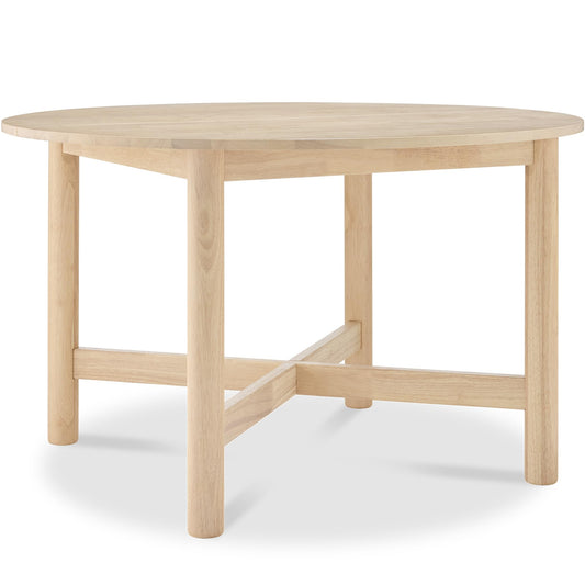 Best Choice Products Solid Wood Dining Table for 4-6, Kitchen Table, 47" Round Table, Modern Farmhouse, Space Saving for Dining Room, Kitchen, Or Living Room, Easy Assembly - Natural