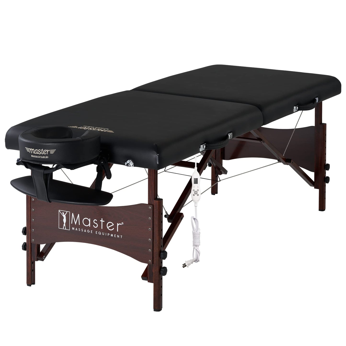 Master Massage 30" Roma II Therma-Top Heated Portable Massage Table, Spa Beauty Bed with Adjustable Heat, Face Pillow & Carry Case – Black