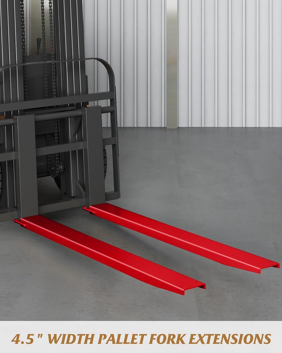Heavy Duty Forklift Fork Extensions, 1 Pair, 4600 Lb Capacity, 4.5" Inner Width, Fits 4.3-4.5" Forks, 84" Steel Pallet Attachment for Material Handling, Warehouse, Logistics, Construction