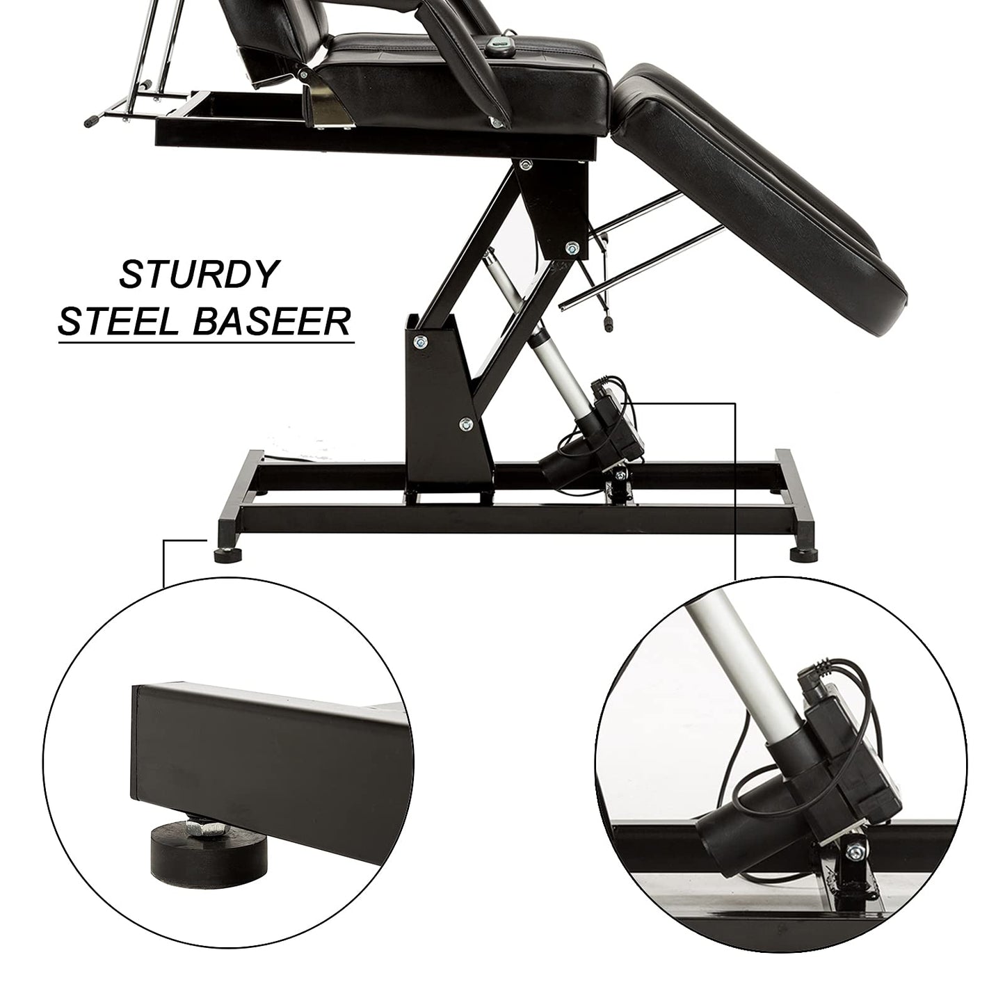 BarberPub Salon SPA Massage Bed Tattoo Chair Facial Adjustable Table Beauty Equipment 0100 (Black)