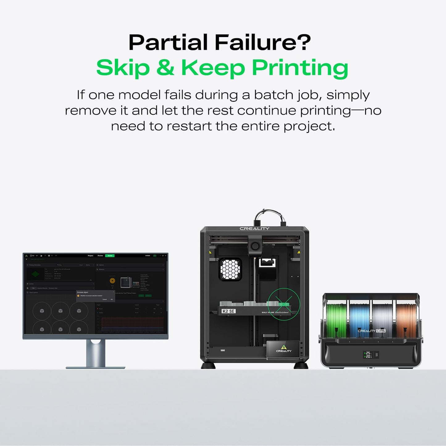 Creality K2 SE 3D Printer, 500mm/s High-Speed Printing, Support Multi Color 3D Printing Needs CFS, Solid Metal Build, Auto Leveling, Direct Drive Extruder, Quick-Swap Nozzle, 220×215×245mm Print Size